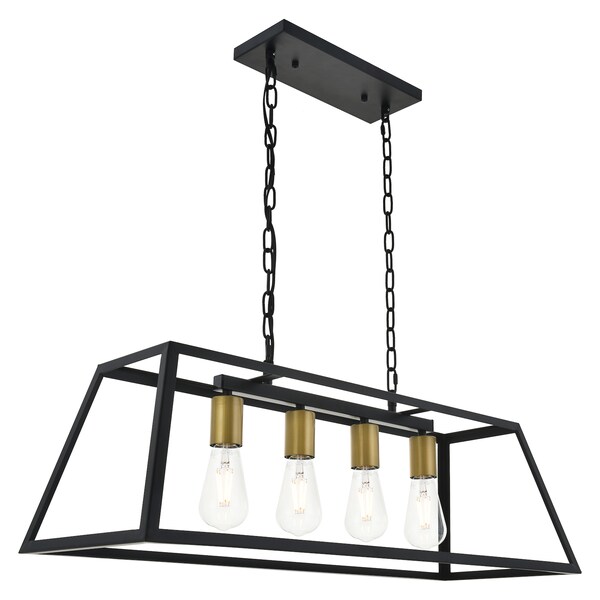 Resolute 4 Light Brass And Black Pendant